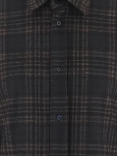 Darkpark Stretch Viscose Blend Shirt With Check Pattern In Black