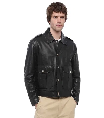 Dsquared2 Button-fastening Leather Bomber Jacket In Multi