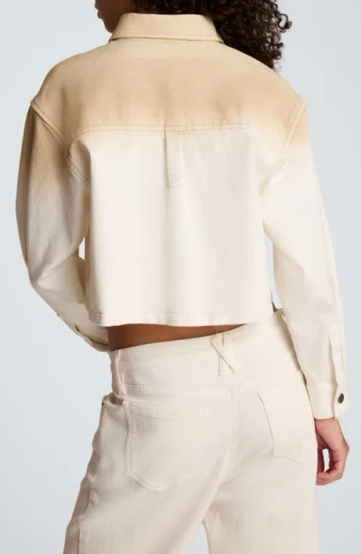 Kenneth Cole Gradient Oversized Cropped Shacket In Comfort Stretch Denim In Neutral