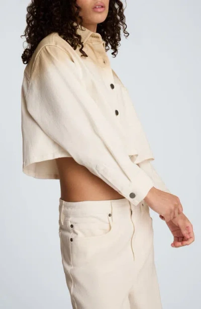Kenneth Cole Gradient Oversized Cropped Shacket In Comfort Stretch Denim In Neutral