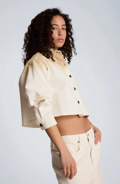 Kenneth Cole Gradient Oversized Cropped Shacket In Comfort Stretch Denim In Neutral