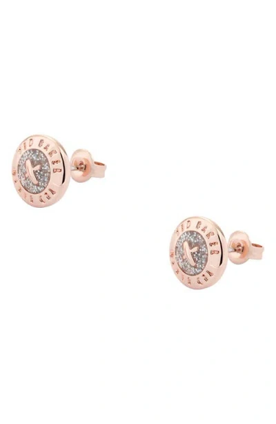 Ted Baker Eisley Enamel Mini Button Stud Earrings In Metallic