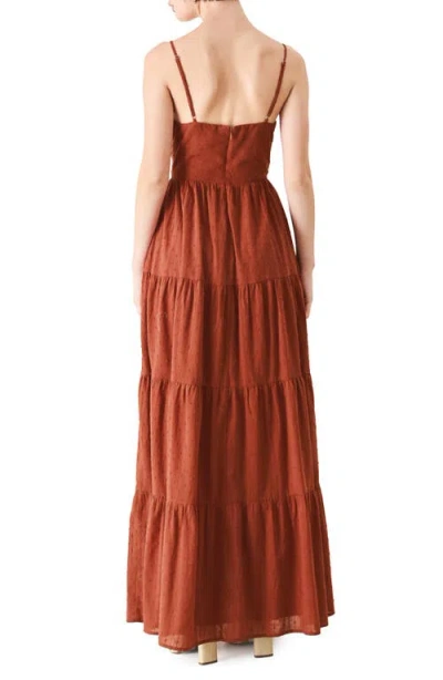 Freemarket Solid Cotton Maxi Dress In Rust