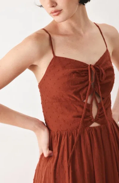 Freemarket Solid Cotton Maxi Dress In Rust