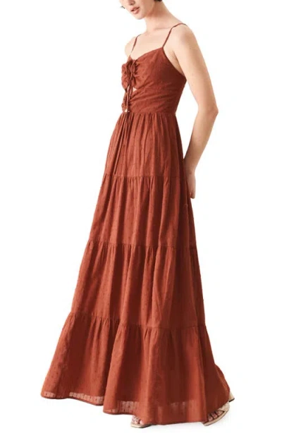 Freemarket Solid Cotton Maxi Dress In Rust