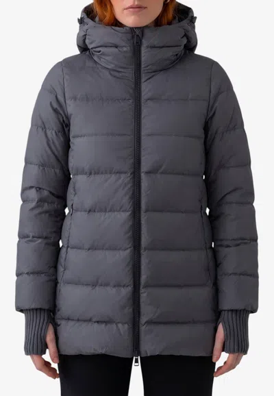 Herno Two Layer Hooded Nylon A Line Jacket In Gray