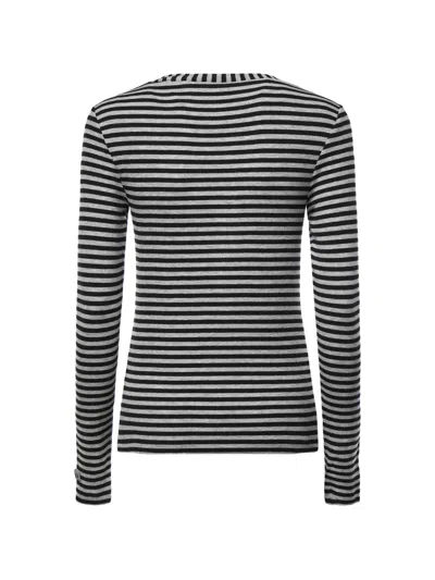 Pinko Striped Button-front Long-sleeve T-shirt In Multi