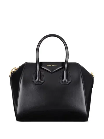 Givenchy Antigona Small Black Handbag With Laminated Logo In Hammered Leather Woman In Black