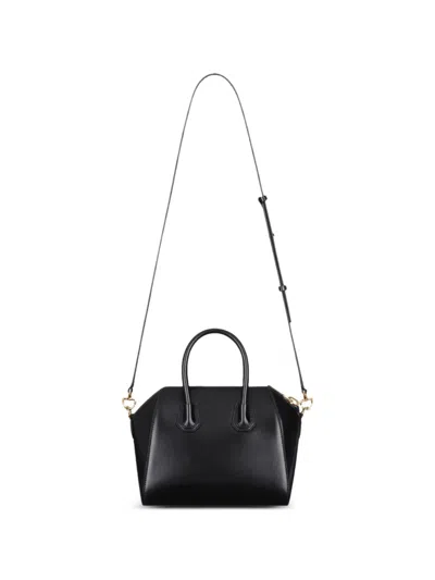 Givenchy Antigona Small Black Handbag With Laminated Logo In Hammered Leather Woman In Black