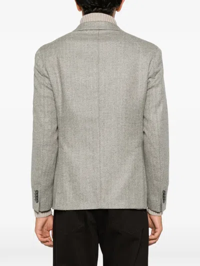 Luigi Bianchi Herringbone-pattern Single-breasted Blazer In Multi