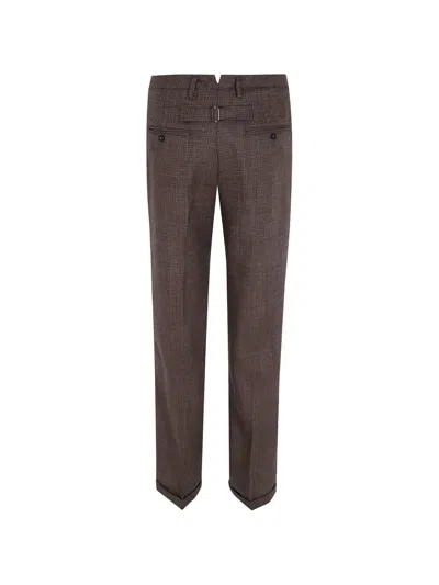 Seventy Houndstooth-pattern Wool Trousers In Brown