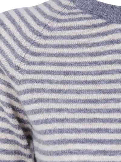 Base Striped Round Neck Sweater In Gray