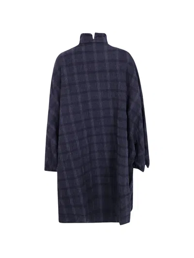 Daniela Gregis Check-pattern Single-breasted Coat In Blue