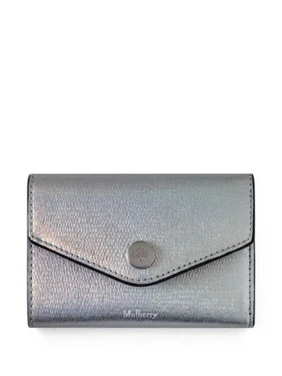 Mulberry Metallic Lizard-effect Wallet In Silver