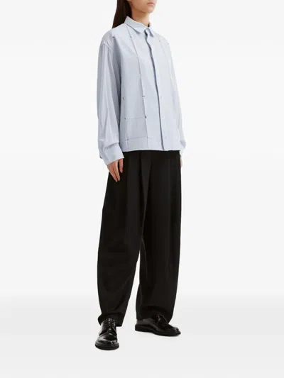 Ader Error Stripe-pattern Cut-out Shirt In Blue