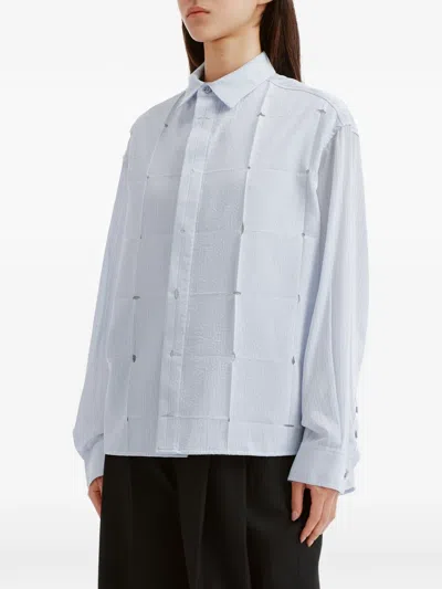 Ader Error Stripe-pattern Cut-out Shirt In Blue