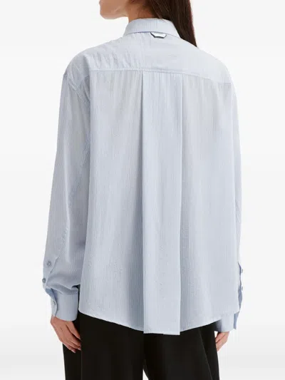 Ader Error Stripe-pattern Cut-out Shirt In Blue