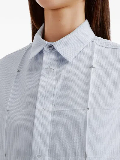 Ader Error Stripe-pattern Cut-out Shirt In Blue