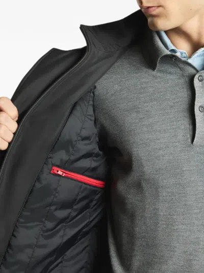 Fay Minimalist Black Morning Coat With Concealed Closure And Quilted Interior In Multi