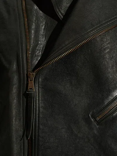 Balmain Belted Leather Jacket In Transparent