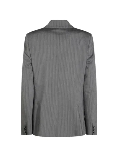Alberta Ferretti Herringbone-pattern Single-breasted Blazer In Gray