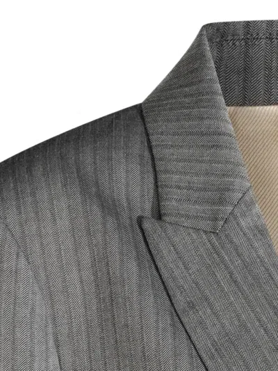 Alberta Ferretti Herringbone-pattern Single-breasted Blazer In Gray