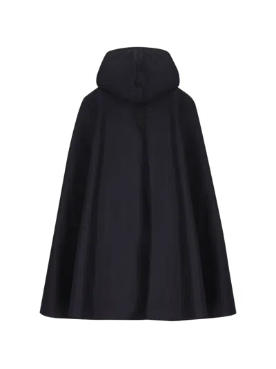 Cini Hooded Button-up Cape In Blue