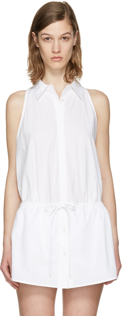 Alexander Wang T Washed Cotton Poplin Sleeveless Bodysuit In White