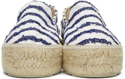 Shop Manebi White Striped Paris Espadrilles