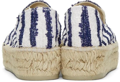 Shop Manebi White Striped Paris Espadrilles