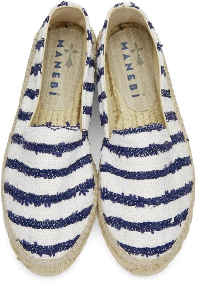 Shop Manebi White Striped Paris Espadrilles