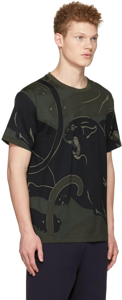 Shop Valentino Green Camo Panther T-shirt