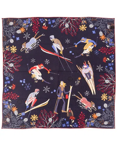 Ferragamo Silk Scarf In Blue