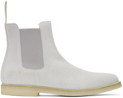 Common Projects Pink Suede Chelsea Boots In Grey