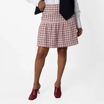 Ferragamo Patterned Cotton-blend Flounce Skirt In Red