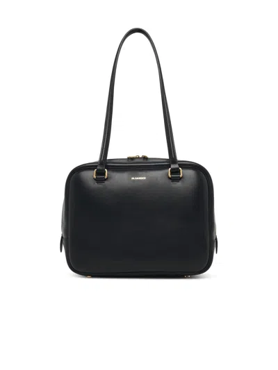 Jil Sander Medium Vision Leather Shoulder Bag In Black