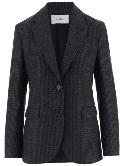 Lardini Houndstooth-pattern Single-breasted Blazer In Black