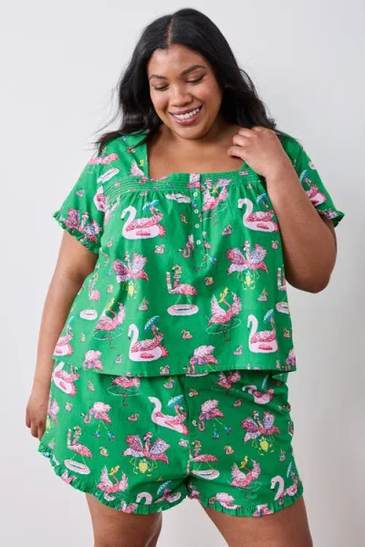 Printfresh Short Sleeve Top & Cropped Pants Set In Multi