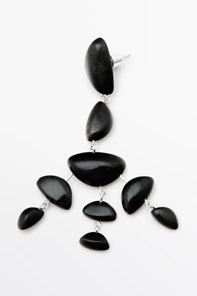 Massimo Dutti Large Gem Dangle Earrings In Black