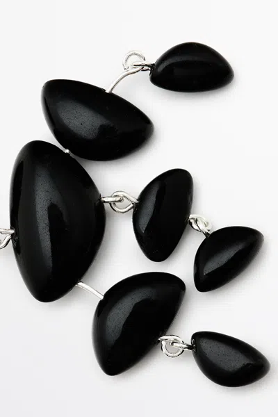 Massimo Dutti Large Gem Dangle Earrings In Black