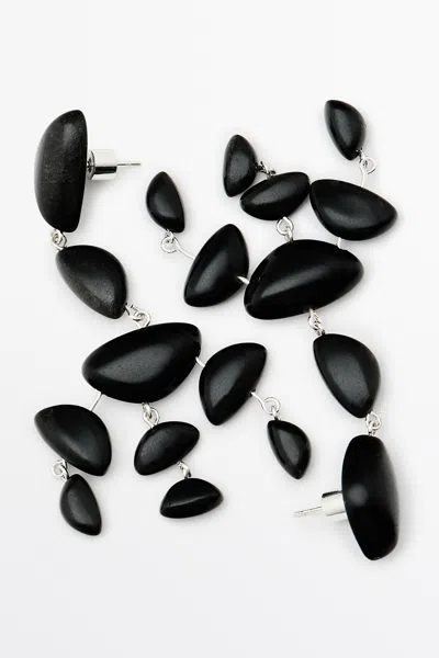 Massimo Dutti Large Gem Dangle Earrings In Black