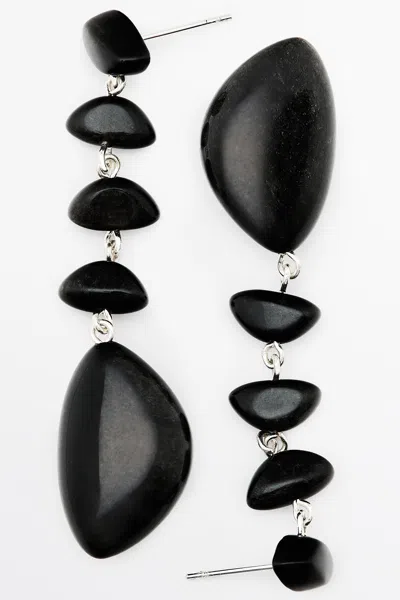 Massimo Dutti Gem Dangle Earrings In Black