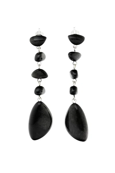 Massimo Dutti Gem Dangle Earrings In Black