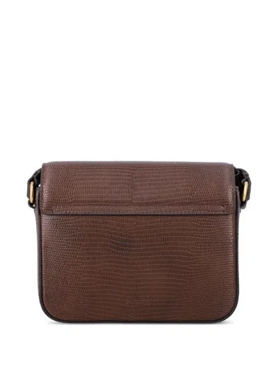 Sessun Structured Lizard-embossed Mini Box Handbag With Adjustable Strap In Brown