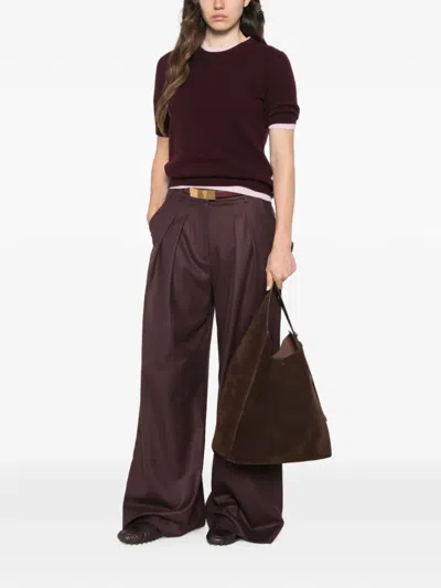 Bompard Kurzärmeliger Pullover In Burgundy