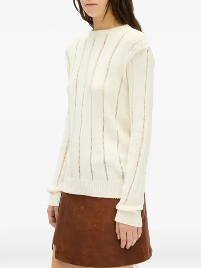 Ann Demeulemeester Pullover Mit Lochstrickmuster In White