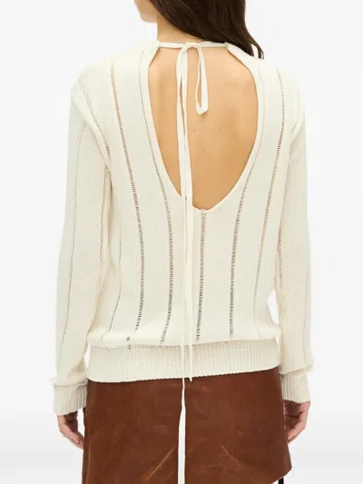 Ann Demeulemeester Pullover Mit Lochstrickmuster In White