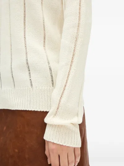 Ann Demeulemeester Pullover Mit Lochstrickmuster In White