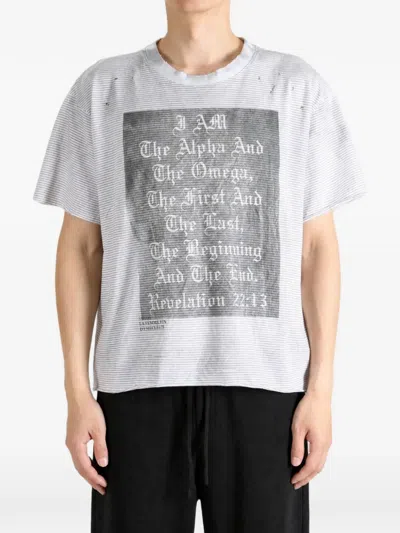 Saitos Distressed Striped T-shirt In Multi