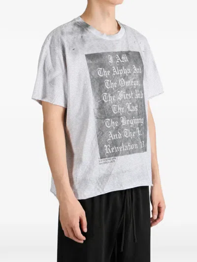 Saitos Distressed Striped T-shirt In Multi